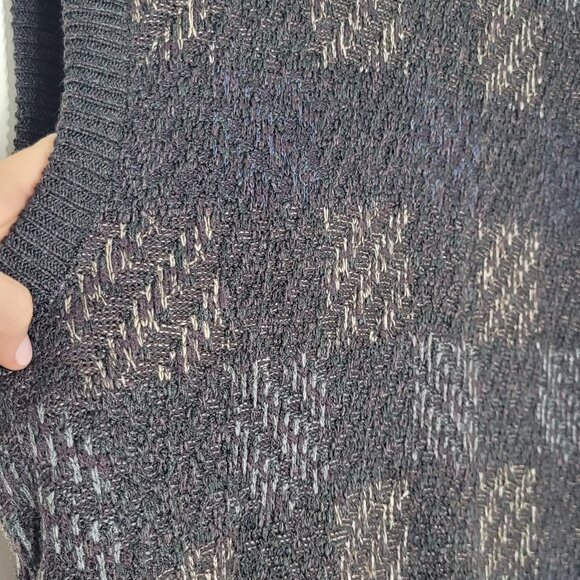 Retreat Vintage Men's Purple Tan Grey Plaid Sleeveless Button Down Knitted Vest - Picture 6 of 11